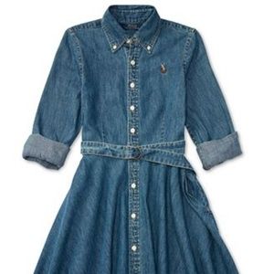 Girls denim belted shirt dress